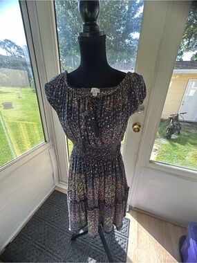 Justify Navy Floral Smocked Mini Dress